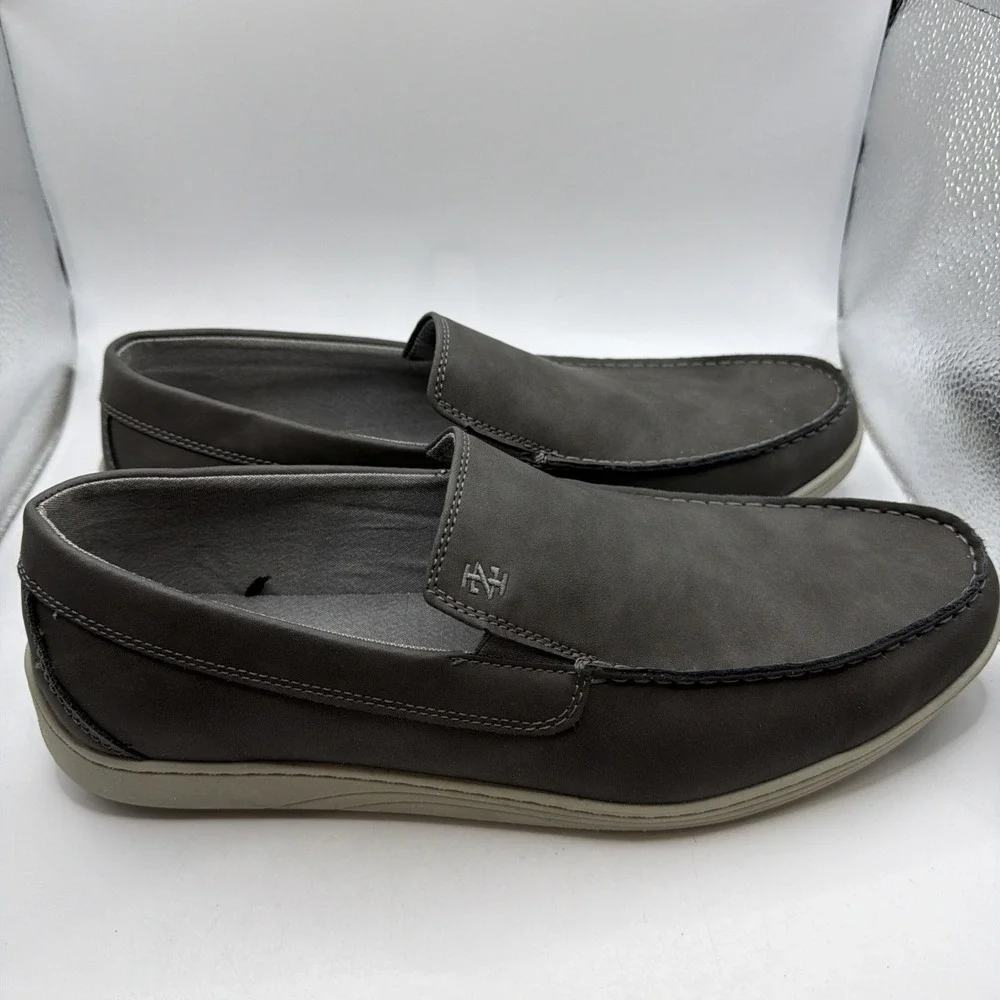 Izod Mens Seapoint Gray Sneaker Slip On Boat Beach Shoe Memory Foam. New Size 12